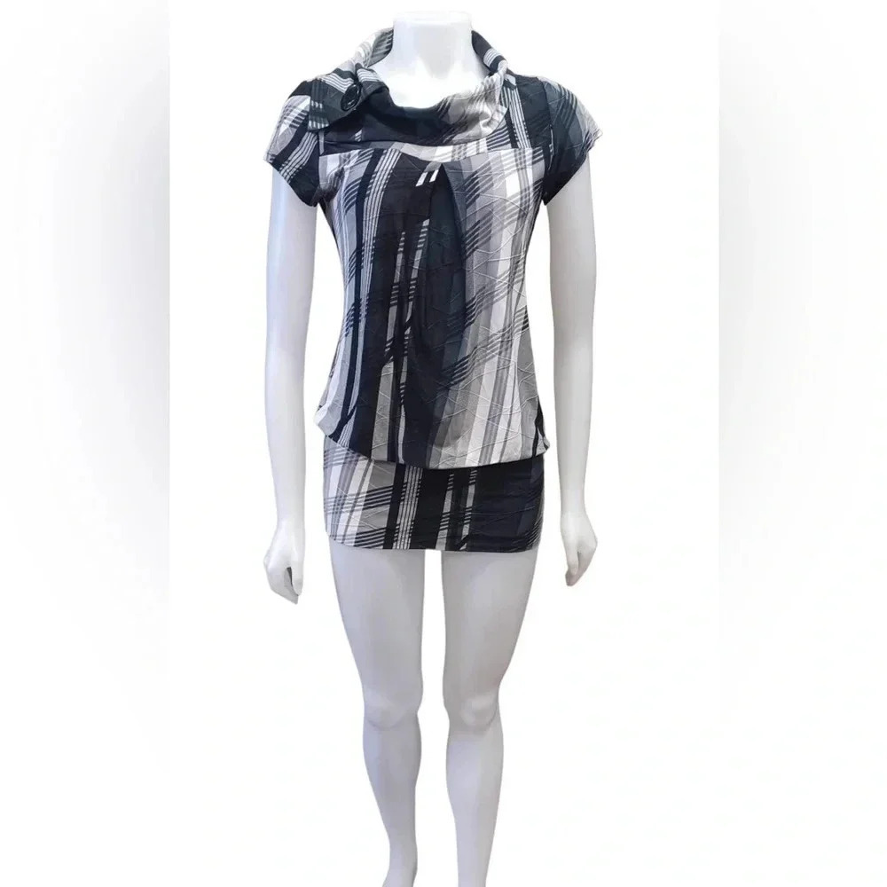 Le Chateau Vintage Black & White Mini  Dress Size XS